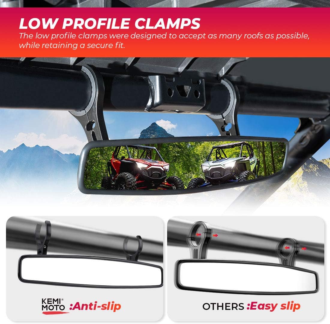 KEMIMOTO UTV Rearview Mirror, 15" UTV Race Convex Center Mirror with 3/4 1.75" or 2" Clamps Compatible with Polaris RZR PRO XP R, CFMOTO ZFORCE, Pioneer,Can-Am Commander Maverick, 1000R 1000X - Image 4