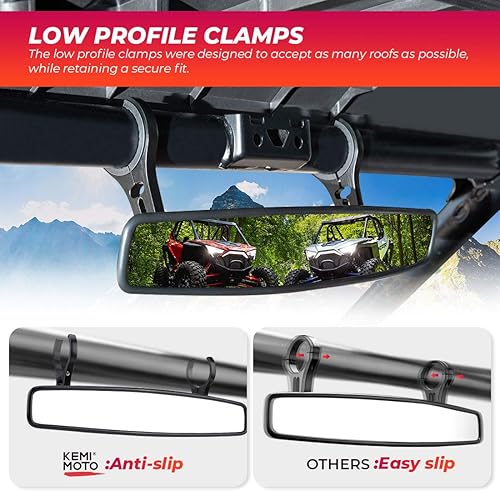 Miniatura 4 de KEMIMOTO Espejo retrovisor UTV, 15 pulgadas UTV Race Convexo Center Mirror con abrazaderas de 34 de 1.75 o 2 pulgadas compatible con Polaris RZR PRO