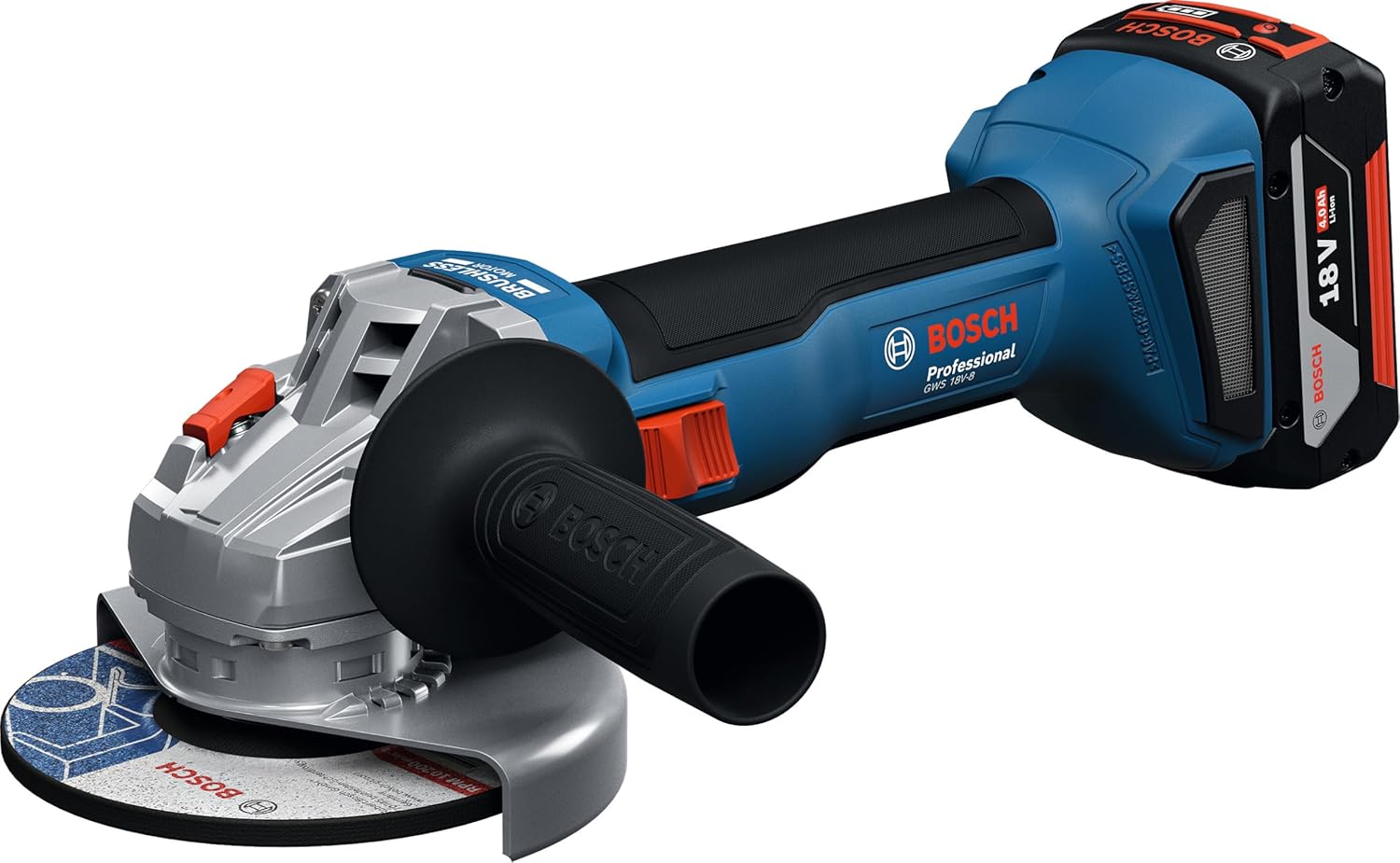 Bosch GWS 18V-8 Akülü Taşlama Makinesi (1 x 4.0 Ah Akü; Şarj Cihazı; Takım Çantası; 125 mm)