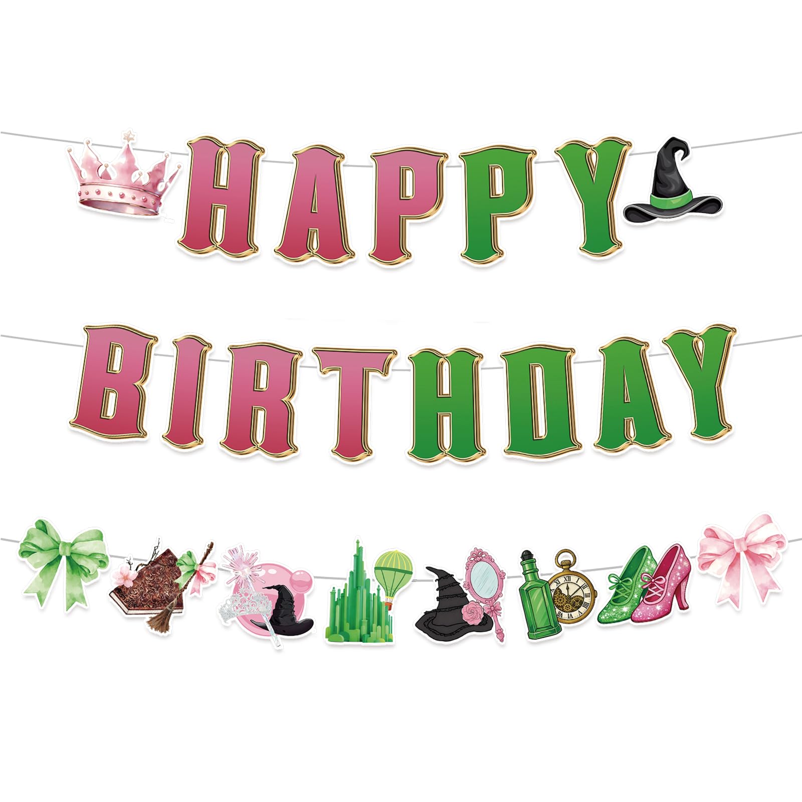 3pcs Wicked Happy Birthday Banner for Witch Theme Party Decoration