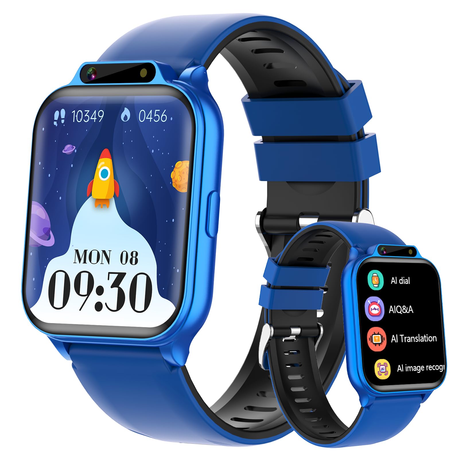 1.85" Kids Watch, AI(Translation/Q&A/Watch Face/Image Recognition)Smartwatches with Heart Rate,Sleep Monitor,Video Music Pedometer,NO APP/Phone, Gifts