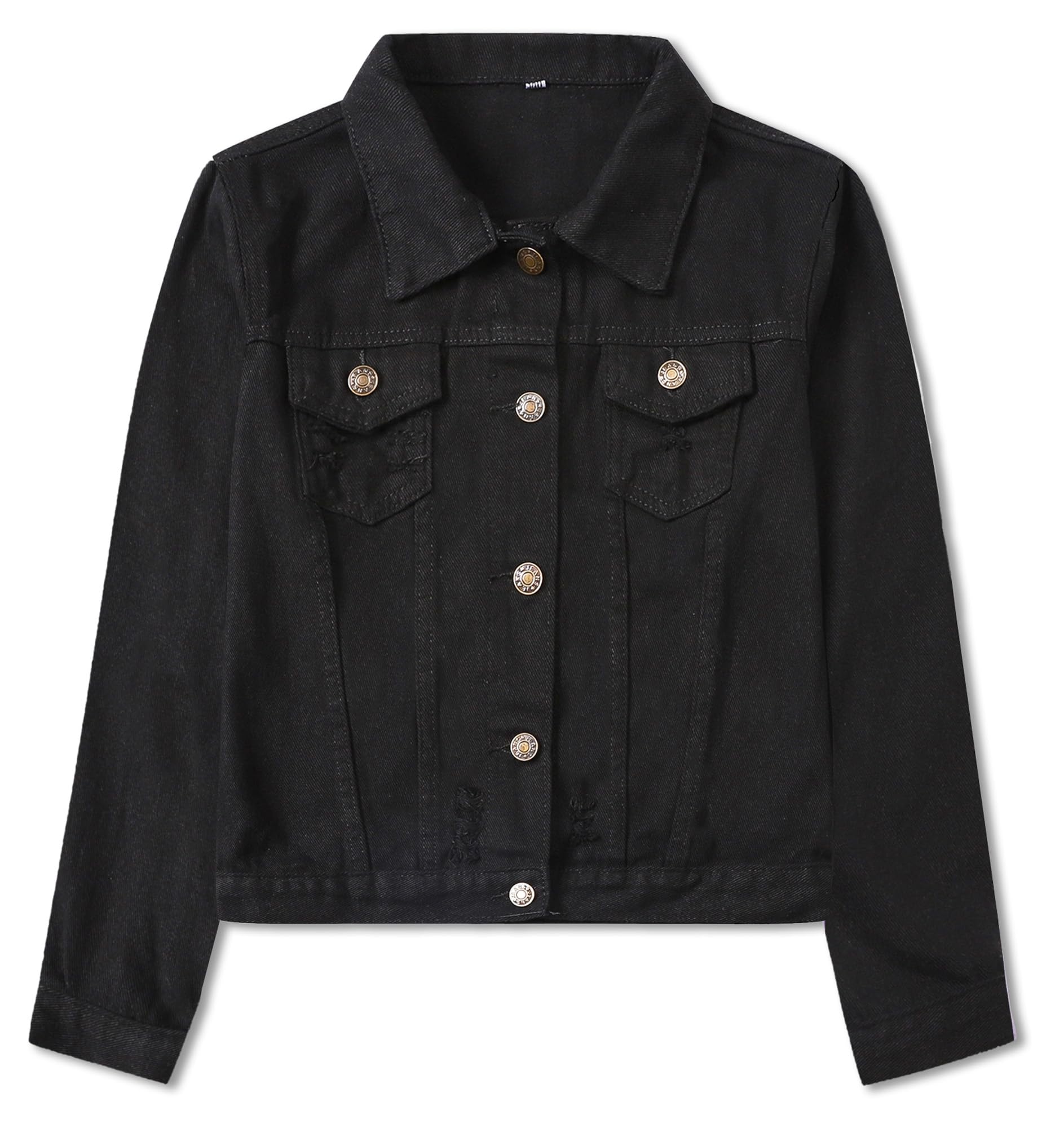 Cromoncent Girls Boy's Kids Child Denim Jacket Button Down Coat, C-black, 12-18 Months