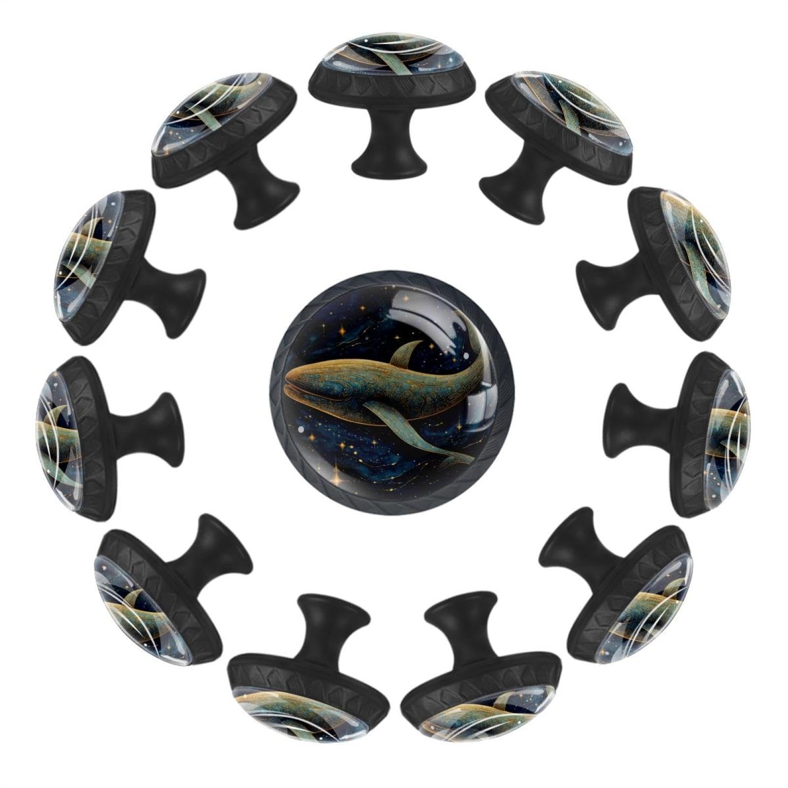Boutons de tiroir ronds en cristal baleine galaxie bleue Fairytale x12