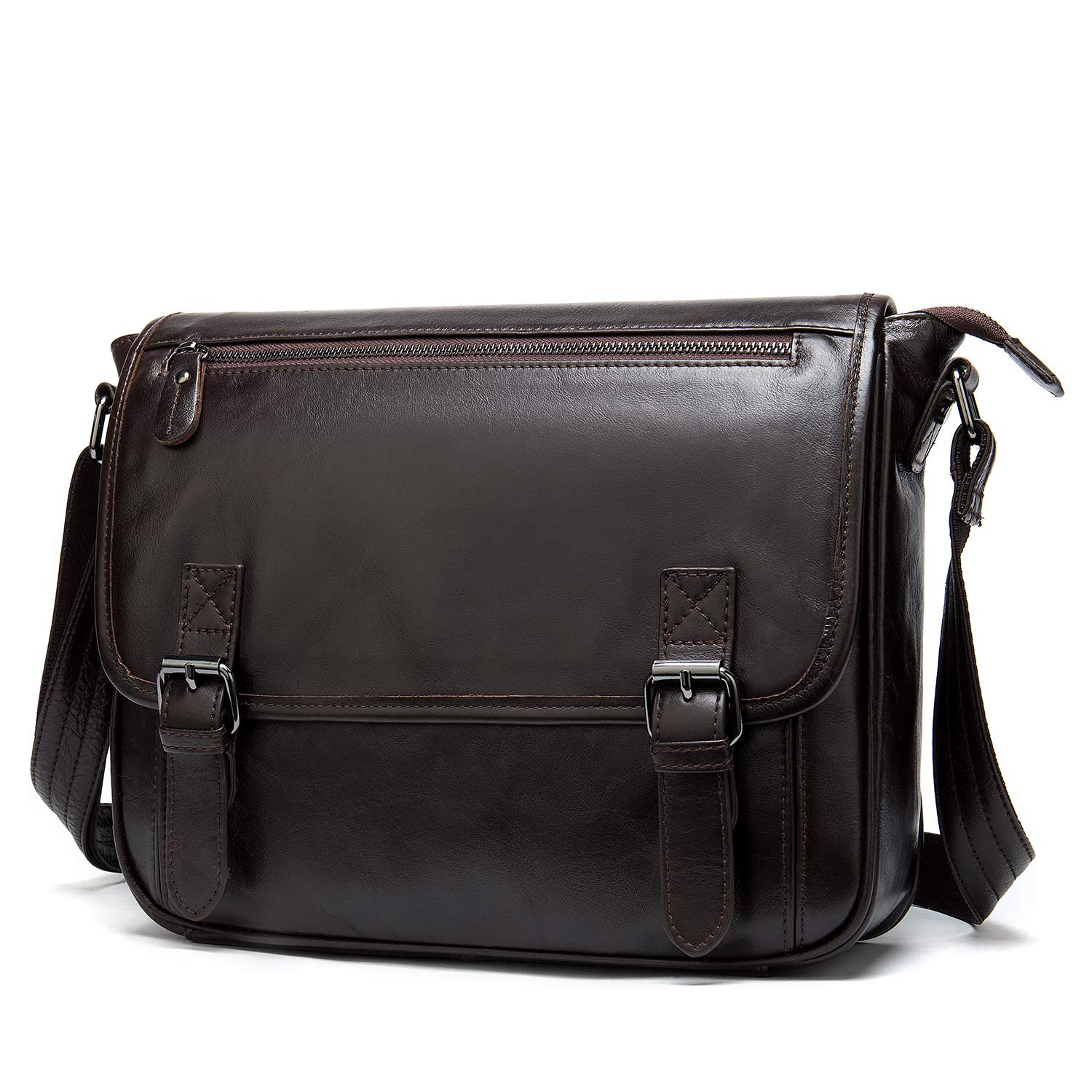 Włoska skóra cielęca wysokiej klasy tornister torba listonoszka przednia klapa torba crossbody ze skórzanym paskiem na ramię, Brązowy, Medium