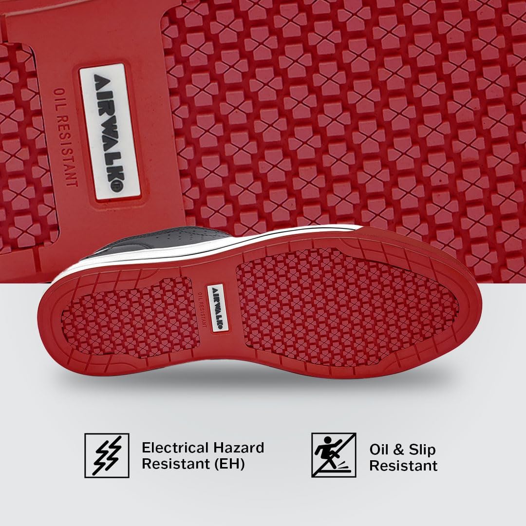 Airwalk Arena Low Top Composite Toe Men’s Industrial Work Shoes, Black/Red, Size 9.5, Wide, Comfortable & Light Work Shoes for Men, Electric Hazard, Slip Resistant - Image 4