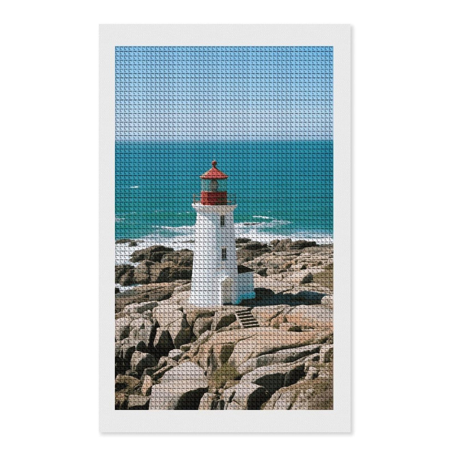 FodPand Lighthouse 5D Diamond Painting Kits for Adults Beginners Full Drill Square Diamond Dots Pictures Gem Art Supplies for Home Wall Room Decoration DIY Craft Set Gift 12x20