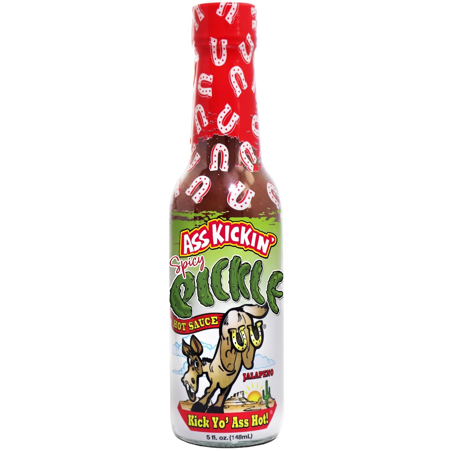 ASS KICKIN' Spicy Pickle Hot Sauce - 5 oz Premium Gourmet Jalapeno for Chicken Wings and Burgers–Perfect Stocking Stuffers or Christmas Gifts the fan-Try if you Dare!, 5.0 Fl Oz, ounces (Pack of 2)