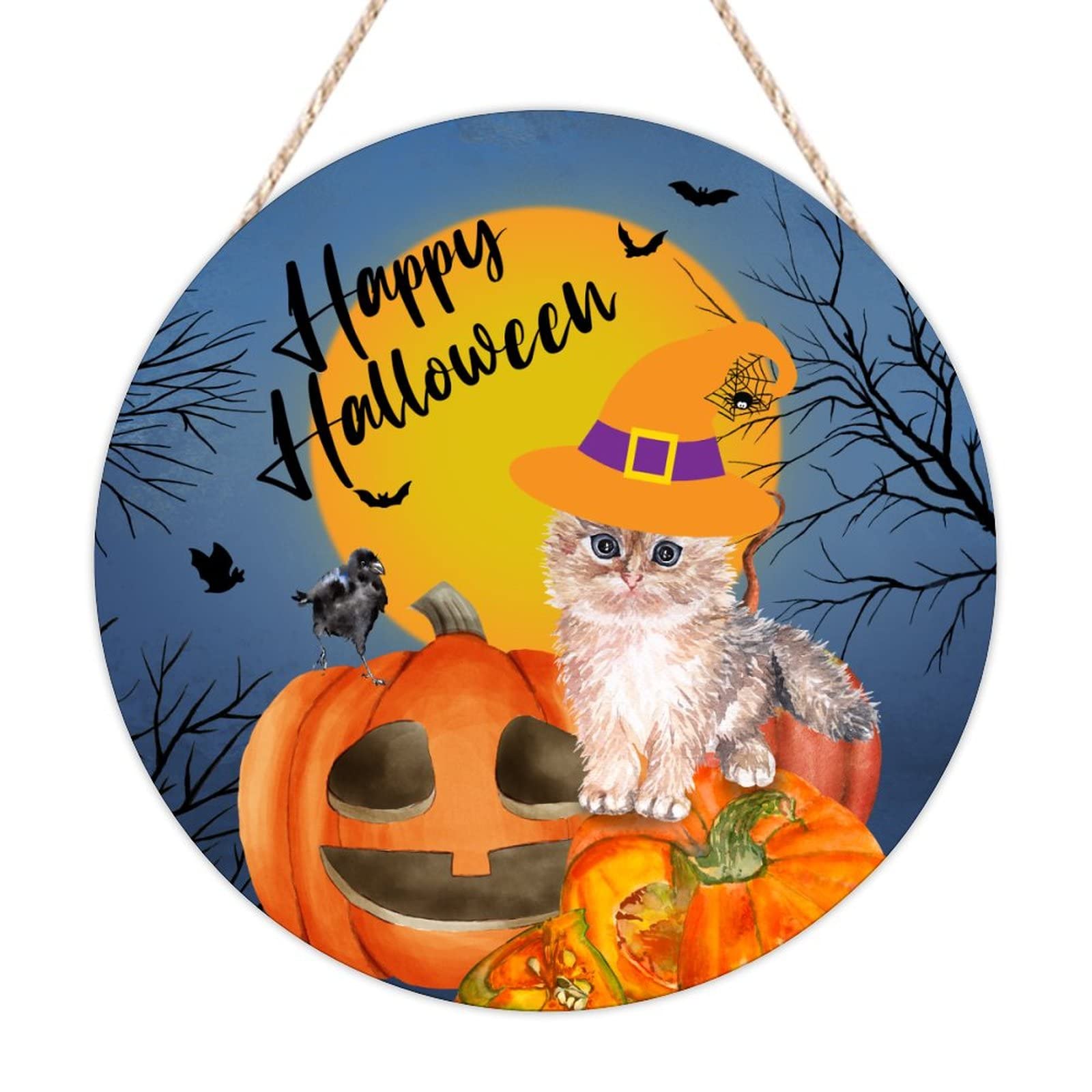 Panneau de bienvenue Halloween en bois durable qui ne se déforme pas