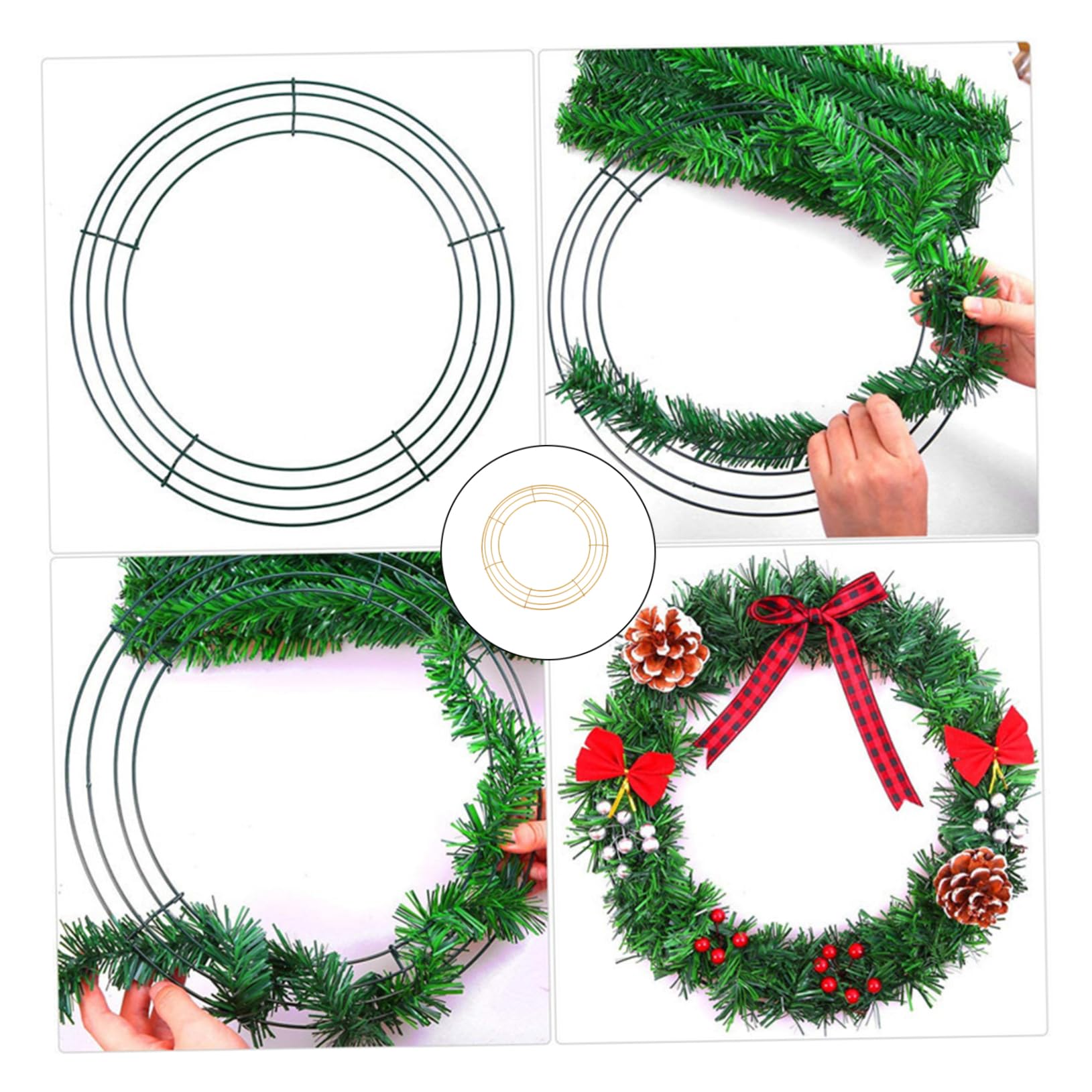 Unomor 1Set Hanging Wreath Frame Iron Wreath Rings Floral Wire for Flower Decorations Indoor Outdoor Use for Festivals