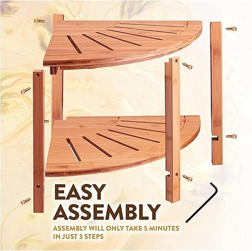 Miniatura 5 de Taburetes de baño, banco de ducha, taburetes de ducha de teca para reposapiés para afeitarse piernas, organizador de baño impermeable de 2 niveles