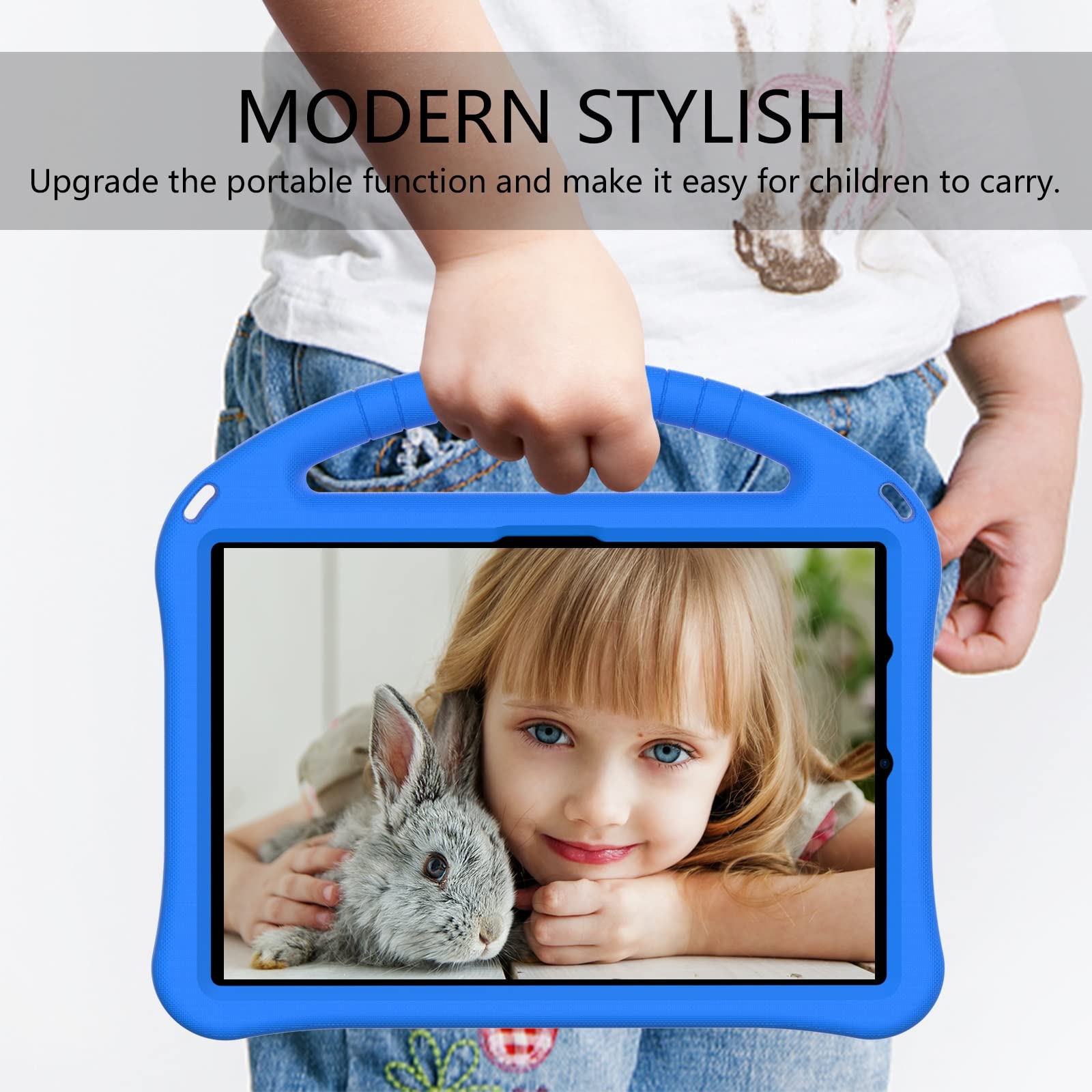 Pokrywa tabletu Dla dzieci dla Kindle Fire HD10 2021. Sprawa, dla ognia Kindle HD 10. Plus 2021 Case, dla dzieci Eva Shockproof Lightweight Dropproof Stand Tablet Case Strona główna tabletu(Blu)