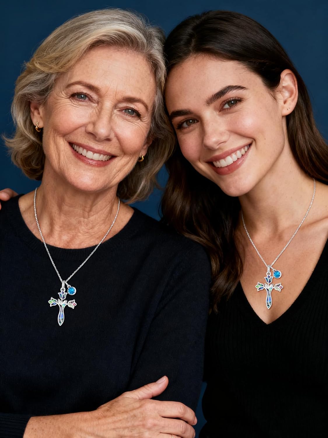 Sterling Silver Tulip Cross Necklace for Women Cross Pendant Religious Jewelry Anniversary Christian Birthstone Gifts for Wife Her Mom - Image 5