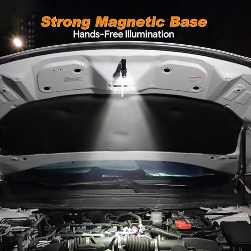 Miniatura 2 de Brinyte Linterna frontal recargable HL16, luz de trabajo LED ajustable de 0-90° con base magnética, linterna de cabeza manos libres para reparación