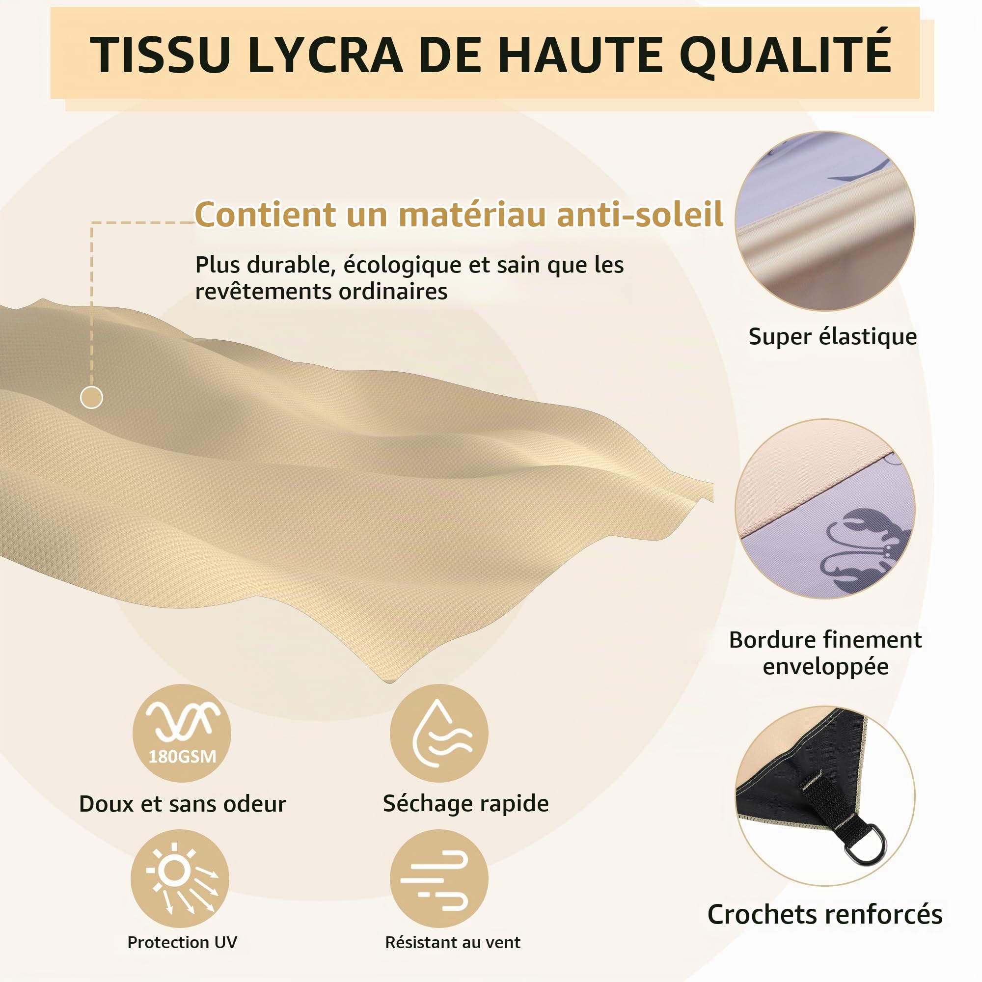 VILLEY Tente de Plage Anti-UV, UPF50+, Abris de Plage pour 3 Personnes | Lycra Tente avec 2 Pièces Poteaux en Aluminium et Sac de Sable pour Camping L'extérieur,2m x 2,4m