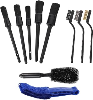Auto Detailing Brush Set 3 Industrial Toothbrushes with 5 Detail Brushes 10pcs Abs and Rayon Material for Removing Grime and Cleaning Narrow Spaces for Car Cleaning Tools