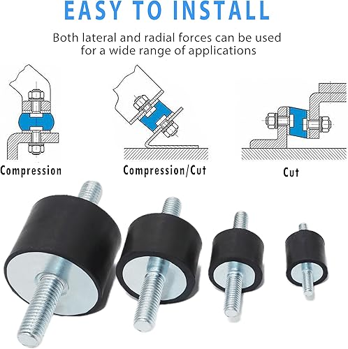 Miniatura 5 de Soportes aisladores antivibraciones de goma M8x23mm para amortiguador, soporte de aislamiento de vibración cilíndrico de goma de 1.181 x 0.787 in