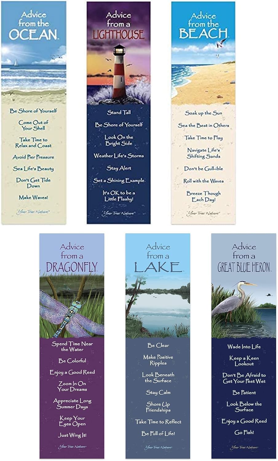 Advice from Nature Beach Bookmark Bundle (6 Bookmarks Total)