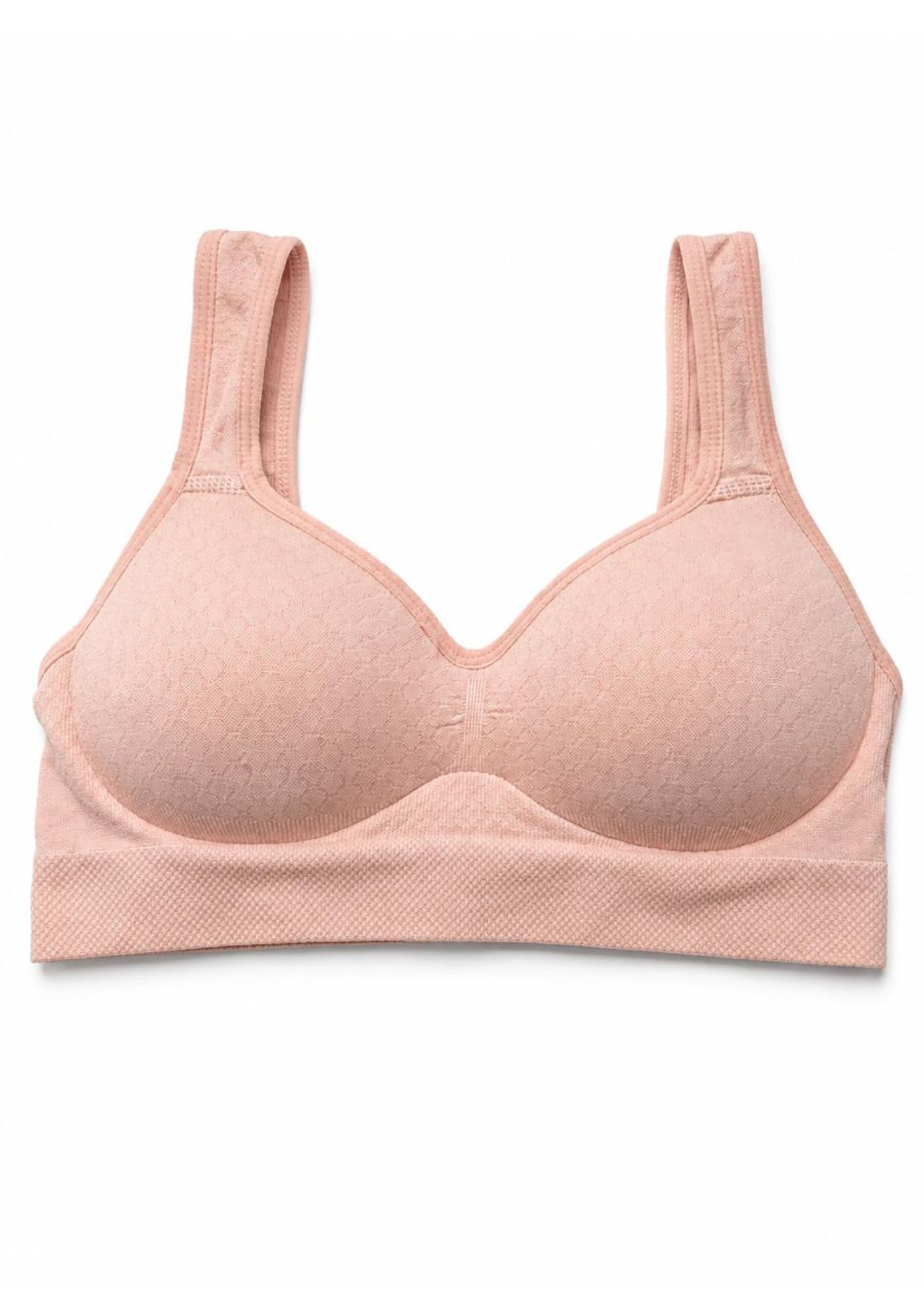 Women's Seamless Textured Wireless Sports Bra Blush Pink-picture-10