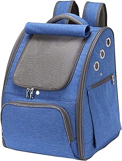 OLOTU Pet Backpack Collapsible Cat Backpack, Ventilated Design Cat Carrier, Outdoor Use Lightweight Portable Dog Backpack Carrier, Blue Spacious