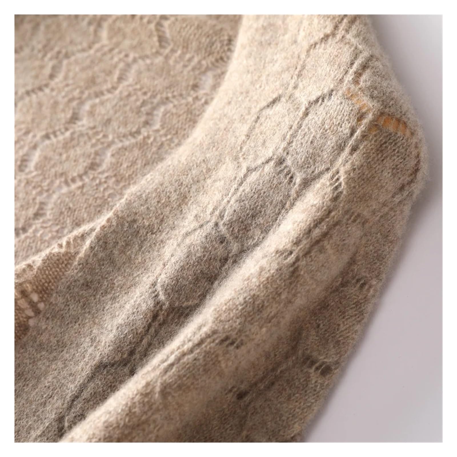 Scialle Donna Sciarpa da Donna Calda Lavorata a Maglia ricoperta di Mantello di Lana Sciarpa a Doppio Scopo scavata alla Moda Autunno e Inverno(Khaki)