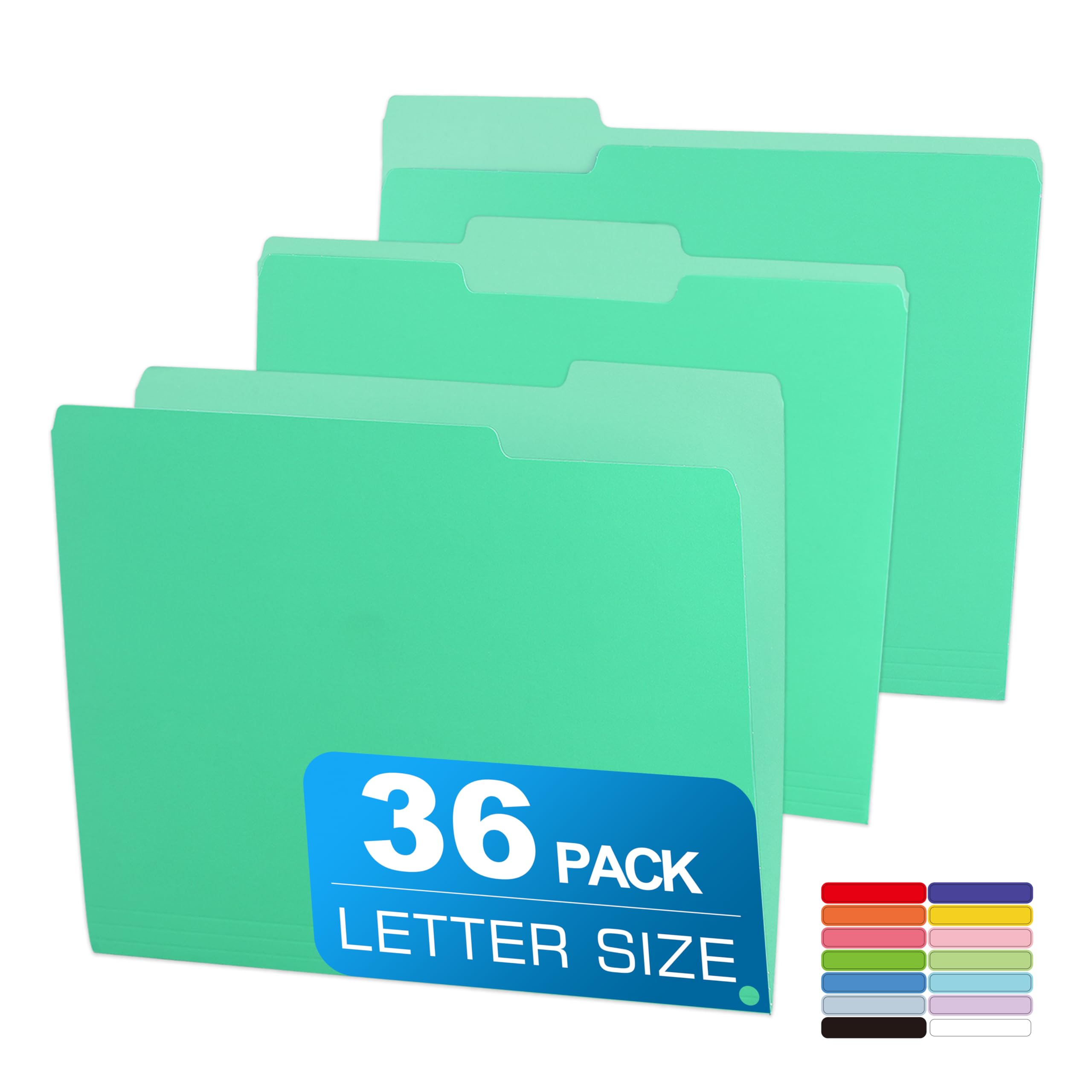 36 Packs Colored File Folders,Light Green File Folders,Two Tone Color File Folder 8.5 x 11 Inch,1/3 Cut Tabs Letter Size,Manila File Folders for