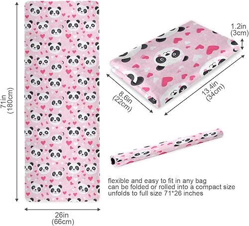 Miniatura 6 de Pandas Pink Hearts Yoga Mat Non Slip Thick Kids Eco Friendly Rubber Workout Foldable Yoga Mat Women Exercise