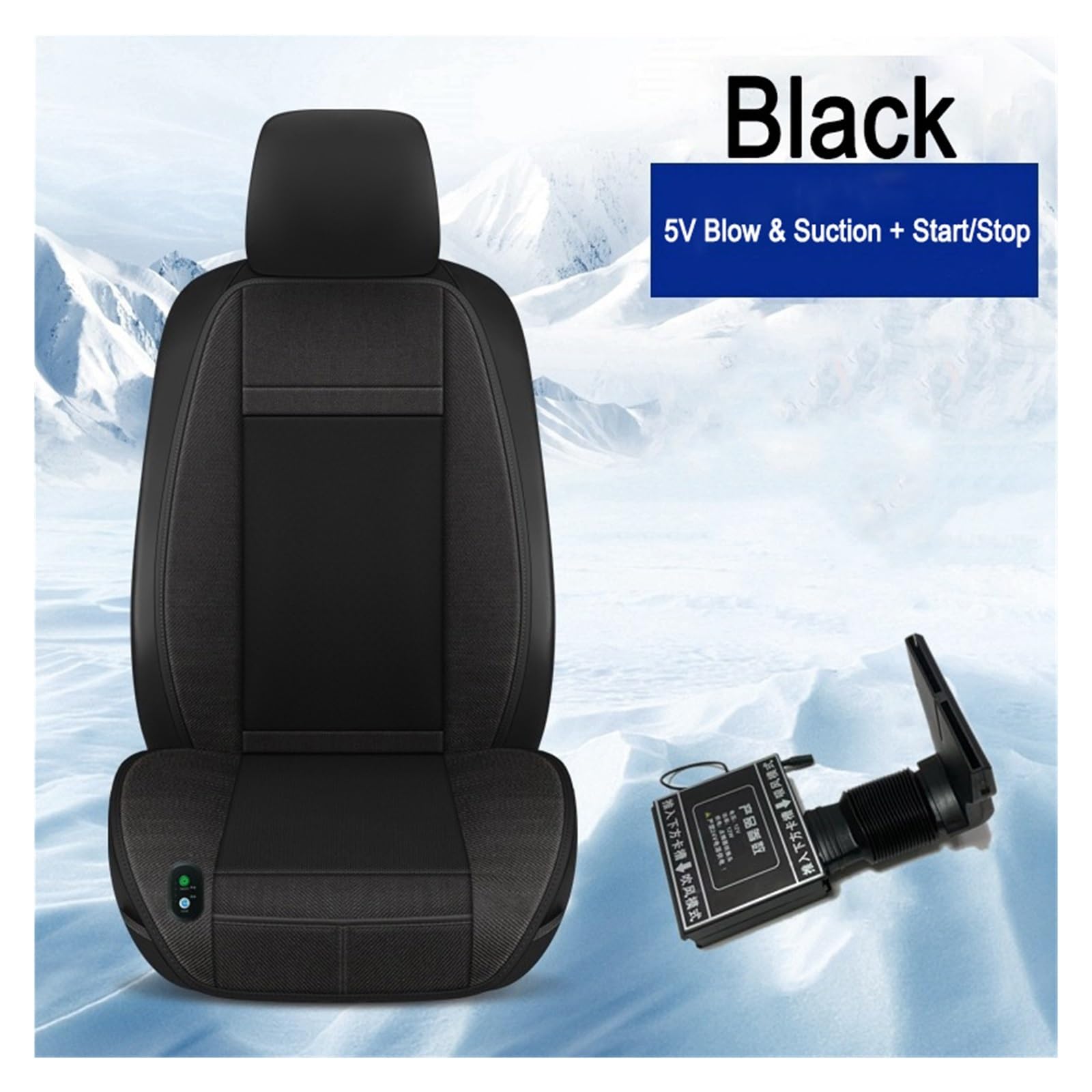 Funda Asiento Coche Aire Acondicionado para Automóvil, Refrigeración, Cojín del Asiento, Ventilación, Respaldo del Asiento Calefactado, Inhalación Fundas de Asiento(5V Black Ventilate)