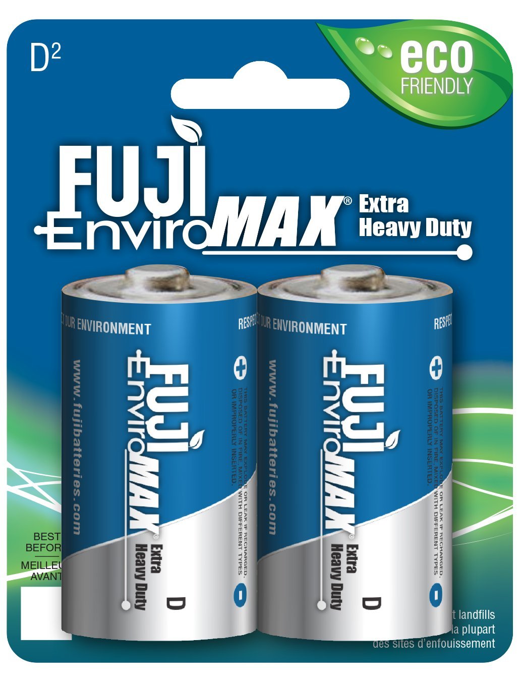 Fuji Batteries Enviromax D Extra Heavy-Duty Batteries, 2 Pack