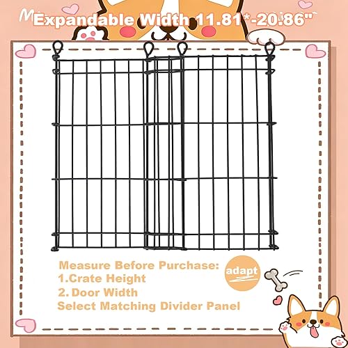 Miniatura 5 de Panel divisor de jaula para perros, incluye 2 paneles de metal, 4 varillas de conexión y 4 espaciadores, divisor de metal ajustable para perreras