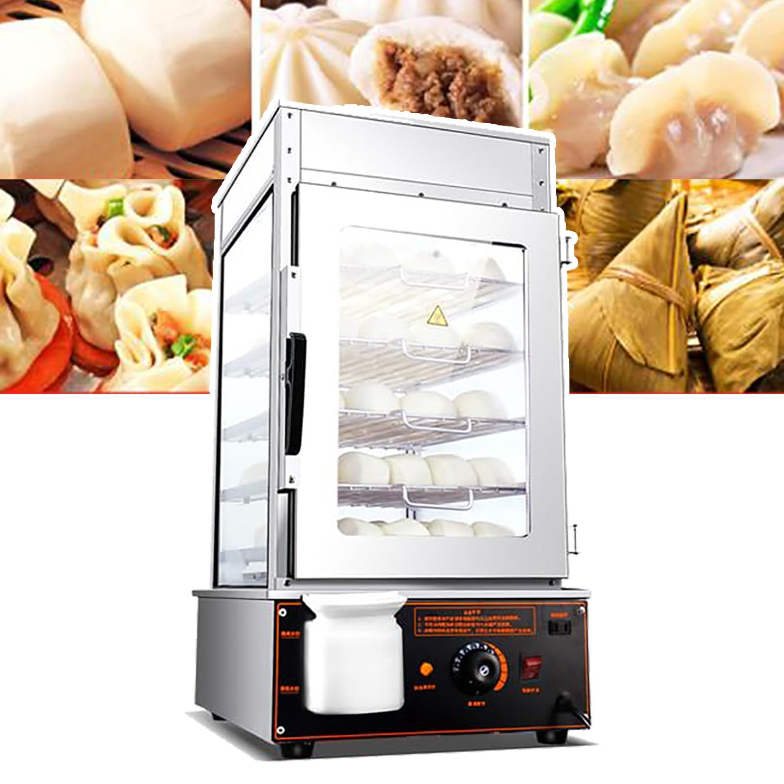 1200 W 5-warstwowy komercyjny podgrzewacz do bułek na parze, elektryczny parowar do żywności i szafka ekspozycyjna z regulowaną temperaturą 30-110°C, do restauracji, bufetów i sklepów
