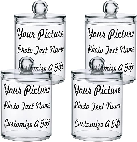 Miniatura 2 de UMIRIKO Paquete de 2 soportes Qtip de 10 onzas, organizadores de baño y contenedores de almacenamiento, tarros de plástico con tapas para bolas de