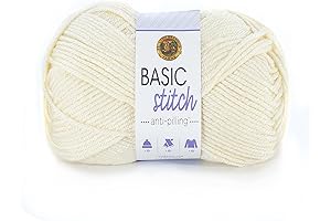 Lion Brand Yarn Basic Stitch Anti-Pilling Knitting Yarn, Yarn for Crocheting in Ecru Size 4