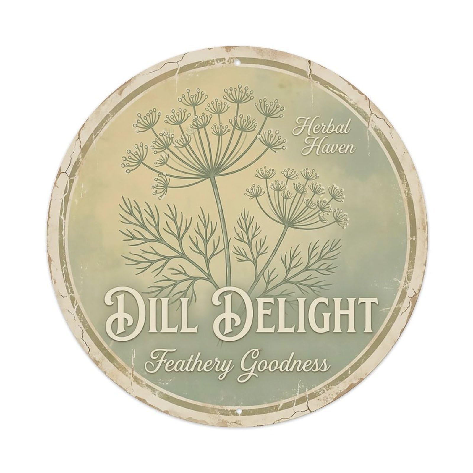Cxhjca 8X8inch(20X20cm) Vintage Cottagecore Garden Dill Feathery Delicate Metal Tin Sign