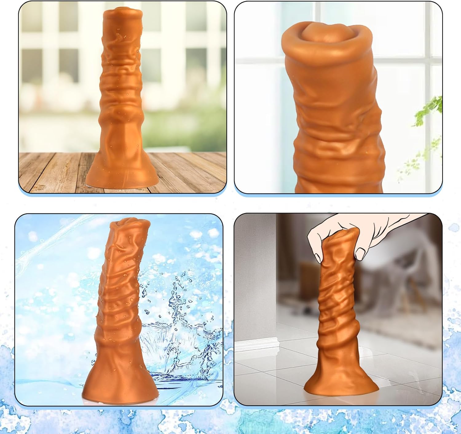 TaRiss's Silicone Anal Plug Soft Anal Dildo with Suction Cup Base Sex Toy for Anus Dilation for Men Women Couple Gold XXXL 13.97 Inch