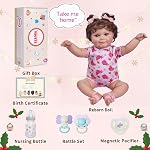 JIZHI Lifelike Reborn Baby Dolls - 43cm/20inch Real Baby Feeling Newborn Realistic Baby Doll Adorable Smiling Real Life Baby Dolls with Gift Box for Kids Age 3+