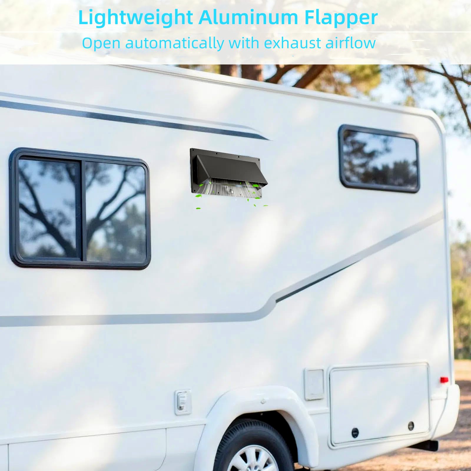 Cubierta de ventilación de aluminio para campana de escape de RV con cuello ajustable, amortiguador de bloqueo de profundidad, estufa, microondas, pared lateral, kit de repuesto para remolque,