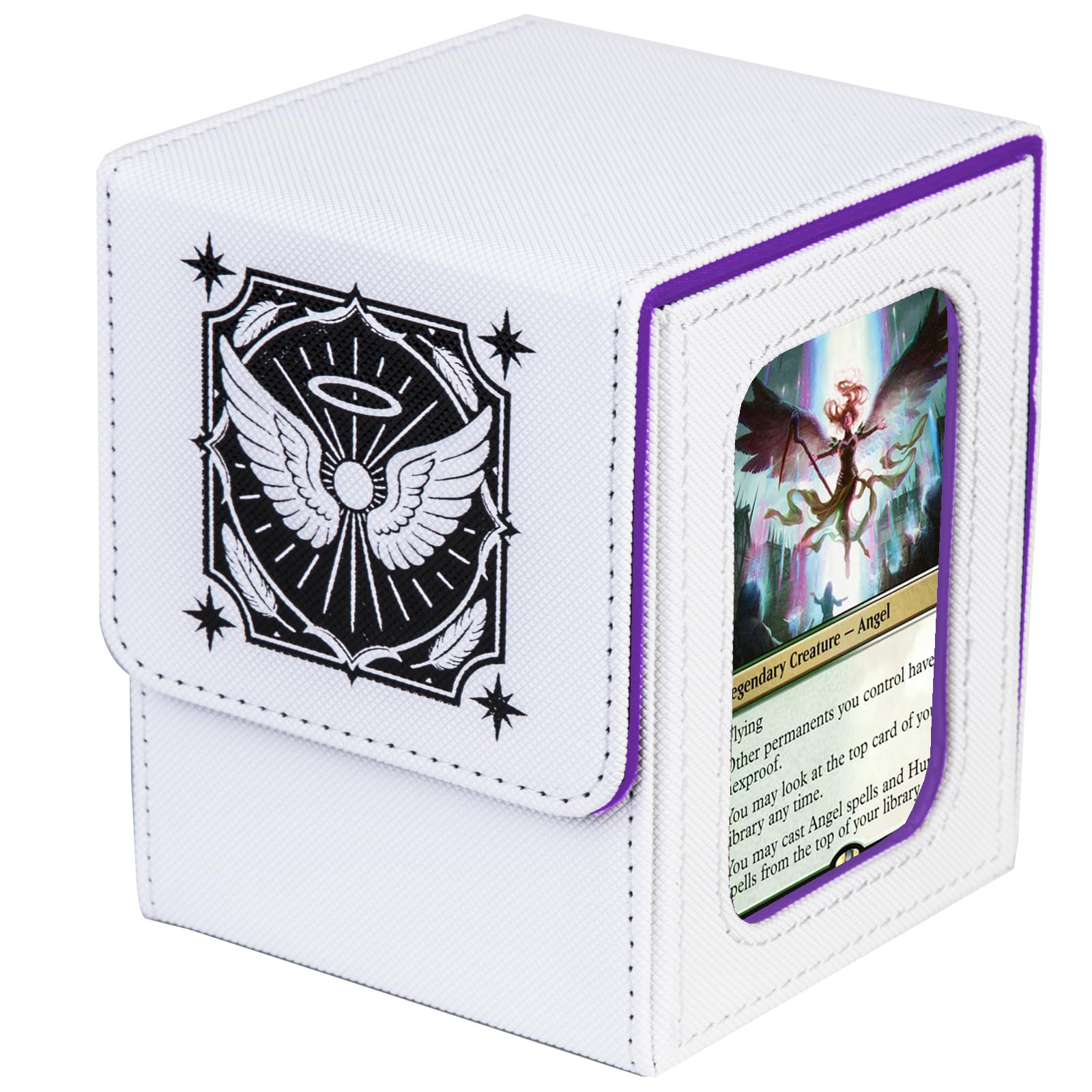 Angel Commander Deck Box for MTG with dual display windows,White Purple — image 1