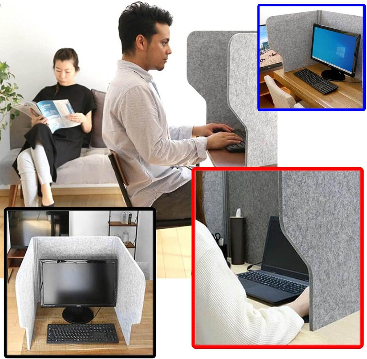 Eco-Friendly Desk Dividers, Sound Dampening Office Partition Panels, Stand-Up Cubicle Privacy Screens, 24” 31” 39” × H 20”, Ideal for School & Office, Pack of 1