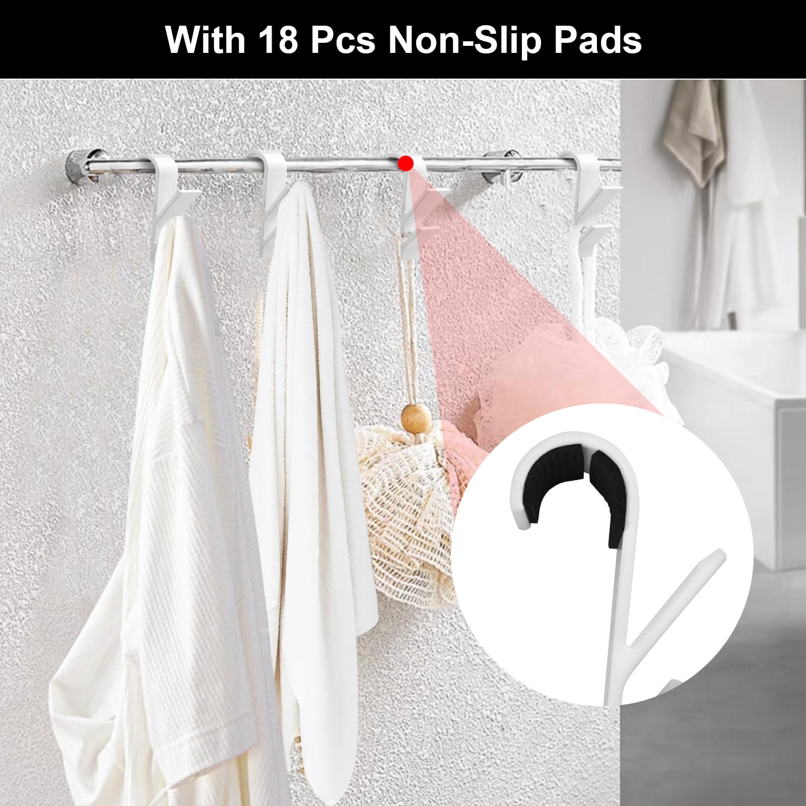 VEPEPE 8 Hooks for Durable Radiator Hooks Double Hooks with 16 Anti-Slip Pads, Towel Radiator Brackets (11cm Long) - Image 3