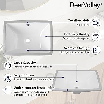 DeerValley DV-1U306 Ursa Undermount Bathroom Sink, 17.91”x