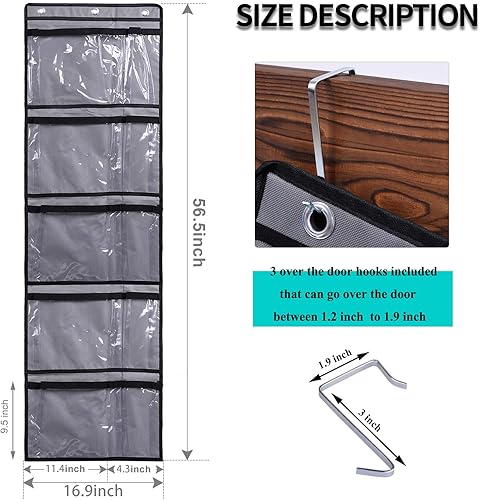 Miniatura 2 de LONGTEAM Estantes colgantes de tela Oxford para colgar sobre la puerta, organizador para actividades diarias con 10 bolsillos, organizador para