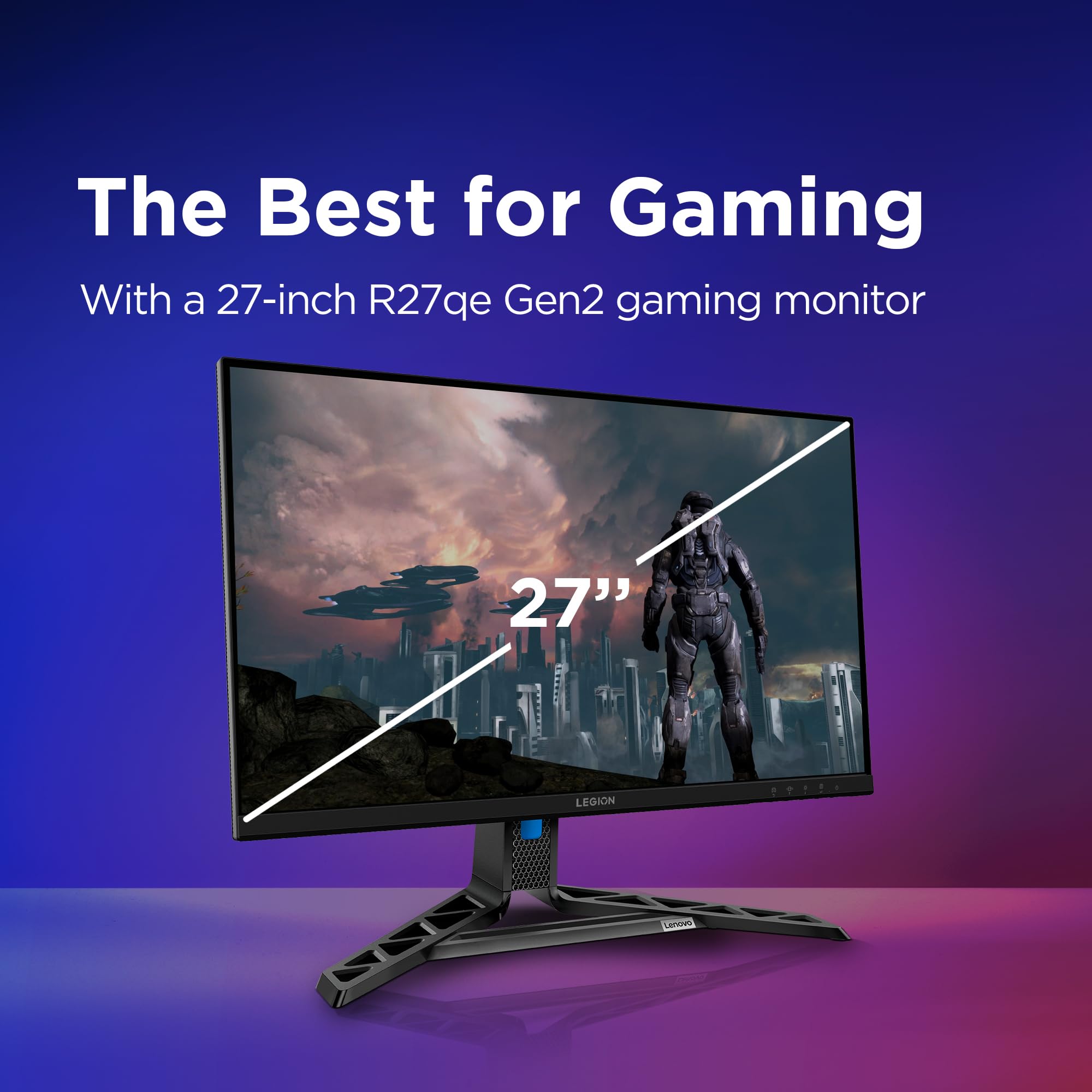 Lenovo Legion R27qe Gen 2 Gaming Monitor 27" QHD (2560x1440) IPS, 0.5ms MPRT, 200Hz, Ports 2x HDMI 2.1 + DisplayPort 1.2, DisplayPort Cable included - Raven Black — view 8