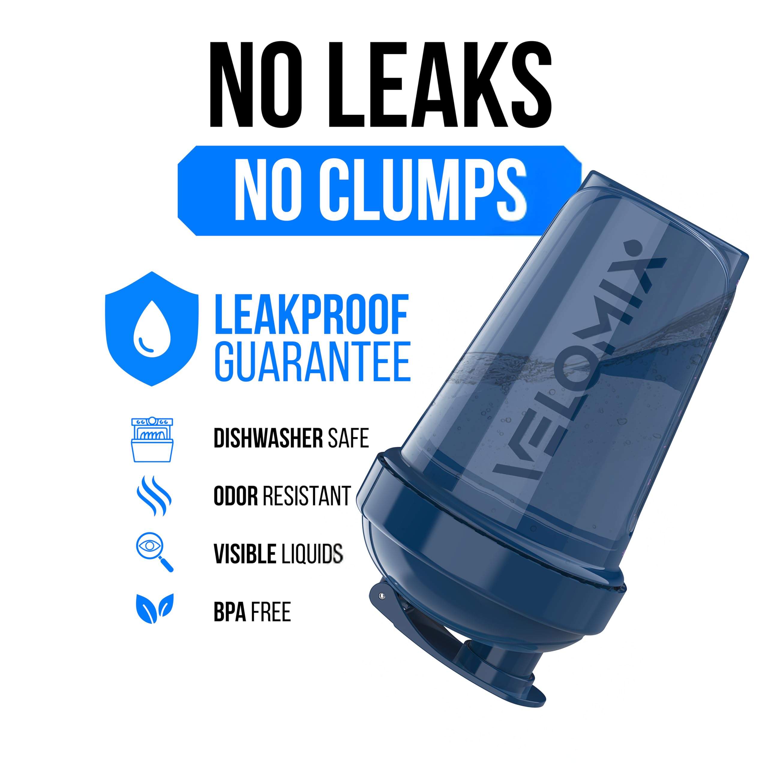 VELOMIX Protein-Shaker-Flasche für Proteinmischungen, auslaufsichere Shaker-Becher für Protein-Shakes, stapelbare Protein-Shaker-Flasche, spülmaschinenfest, gedämpfter Kontrast, 6 Stück