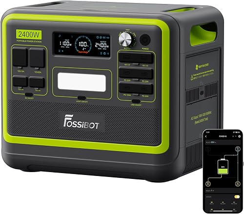 FOSSiBOT F2400 Generateur Electrique Portable, 2048Wh Batterie LiFePO4 Station électrique, 3 Sorties CA 2400W (4800W Pic) 230V Groupe Electrogene Solaire pour Camping, Voyage Maison/Bureau - 1