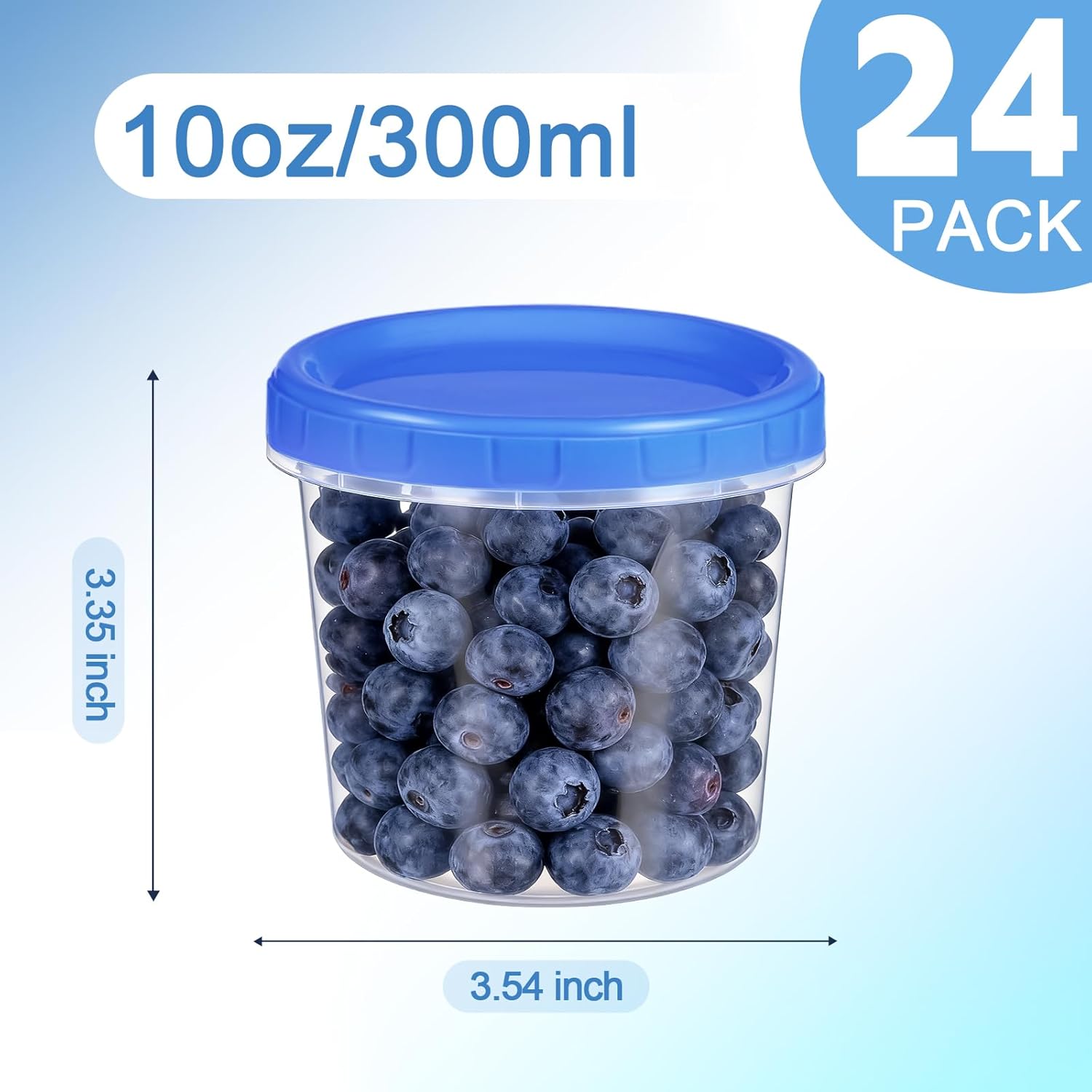 Yomarket 24 Pcs 10 oz Plastic Containers with Screw Lids, Reusable Clear Food Storage Containers with Pen and Brush for Snack Salad Fruit, Freezer Storage Containers, Microwave & Dishwasher Safe