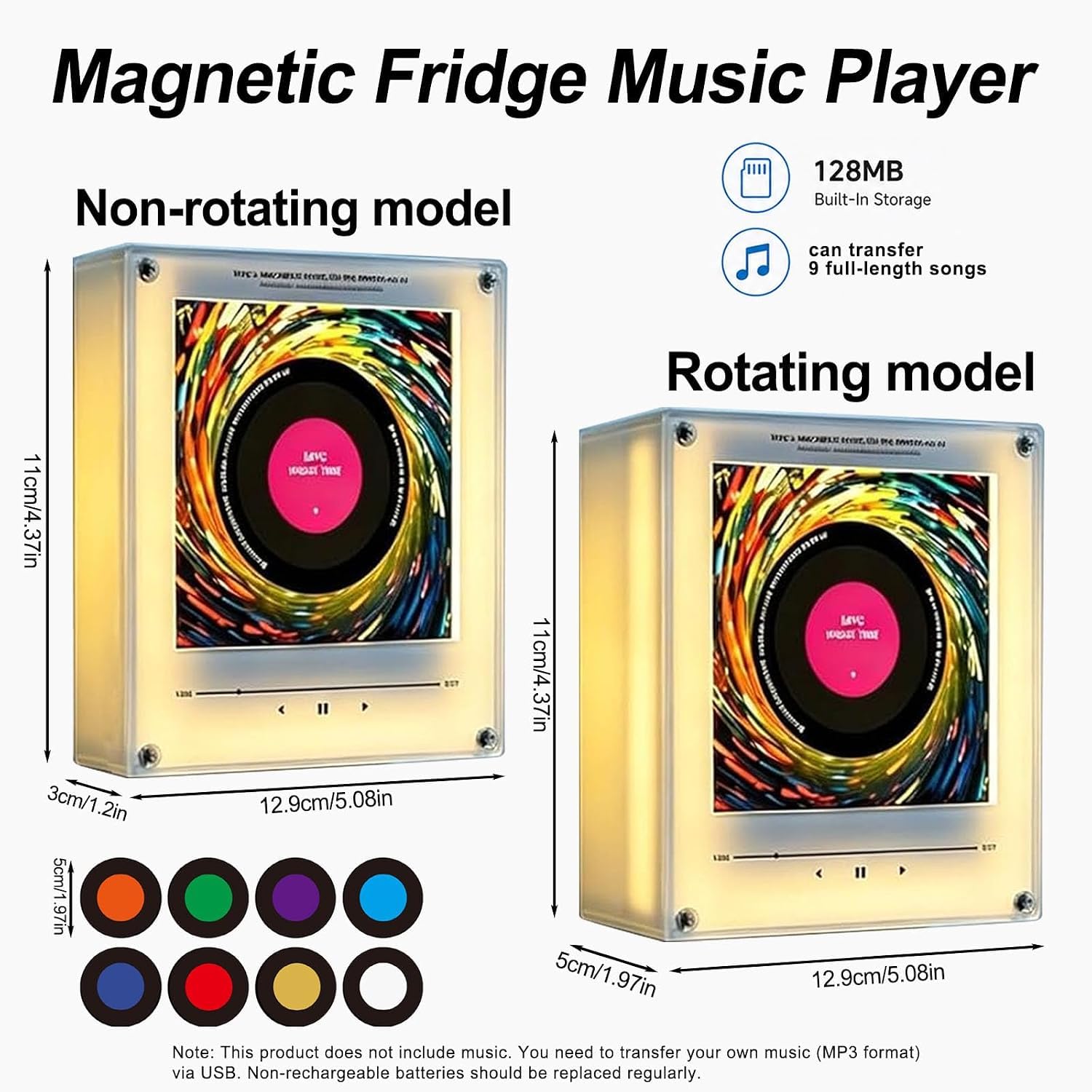 Magnetyczny odtwarzacz muzyczny na lodówkę, 9 szt., retro magnesy na lodówkę, 128 mb, NFC, programowalny magnes odtwarzacz muzyczny ze światłem LED, prezenty dźwiękowe do domu, biura, rocznicowy model
