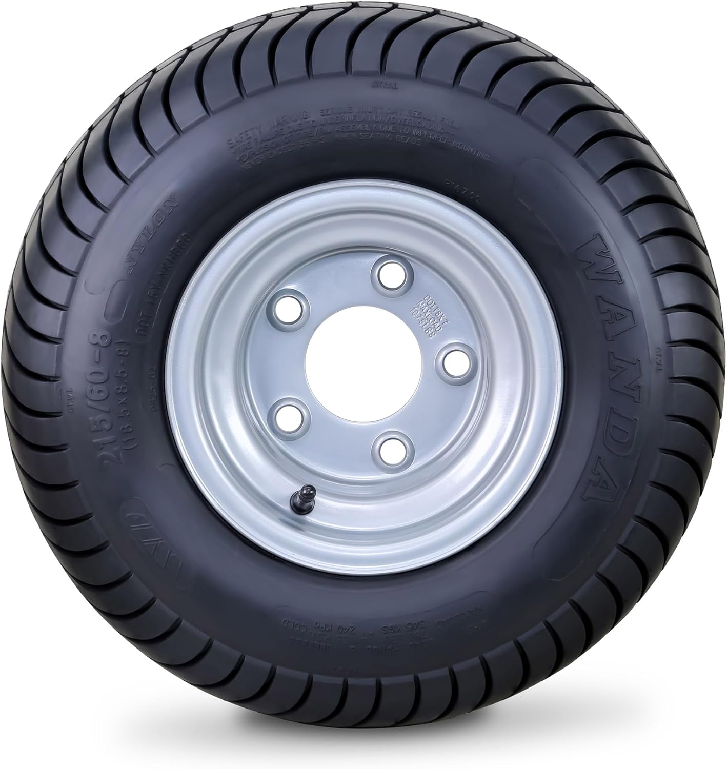 WANDA Golf Cart Tire Wheel Assembly 215/60-8 4-Ply with 5 Lugs on 4.5" PCD Silver Rim