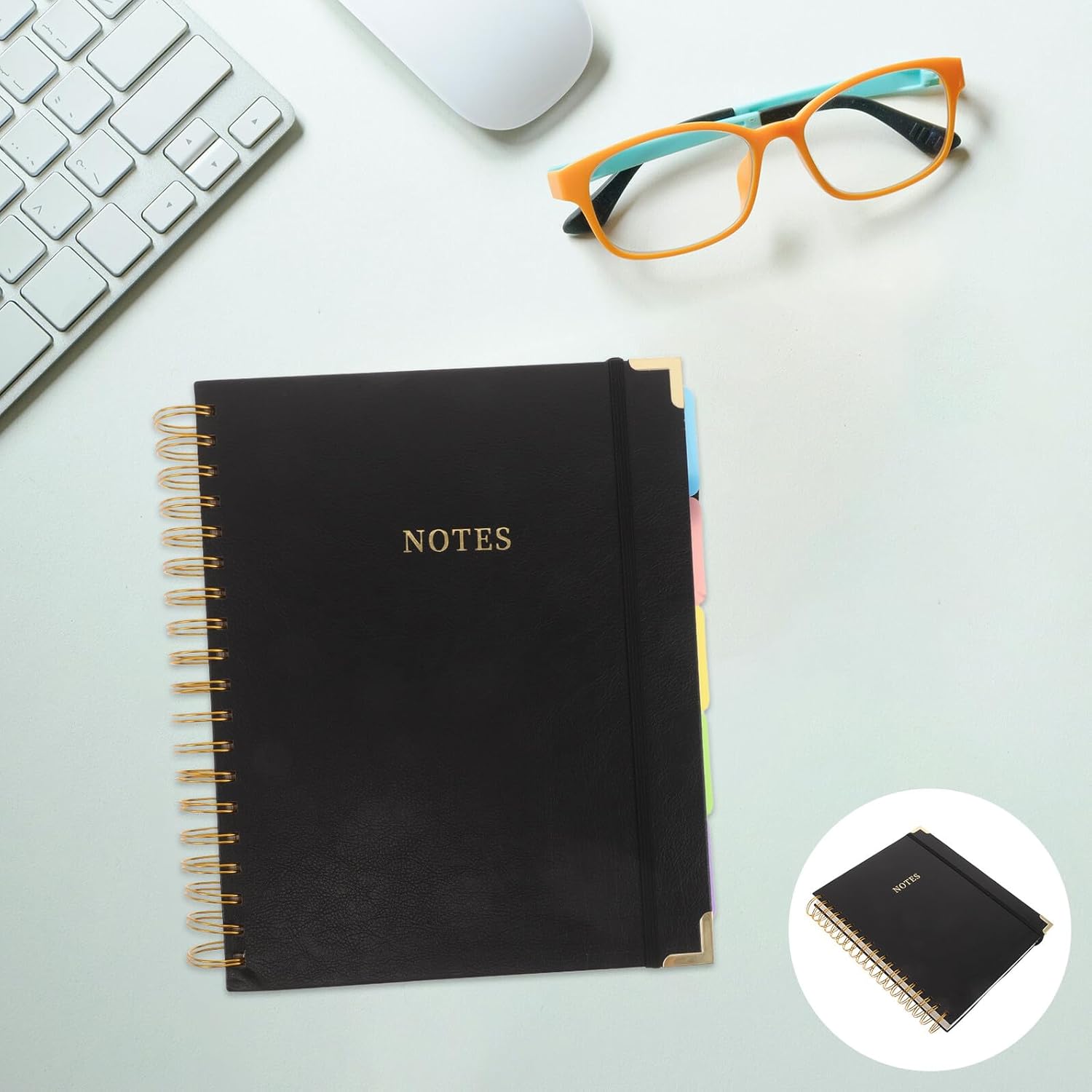 JOINPAYA Spiral Bound Pu Leather Notebook A5 Money Planner Organizer with College Ruled Pages Budget Tracker Journal for Office Students Travel Black