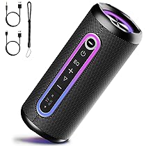 TIMU Cassa Bluetooth Portatile Potente, Altoparlante Bluetooth con 3 EQ Modalità, IPX7 Speaker Bluetooth 5.4 Accoppiamento TWS, 24H di Autonomia con 3 Luci RGB Regolabili, Supporto Micro-Con, AUX, TF