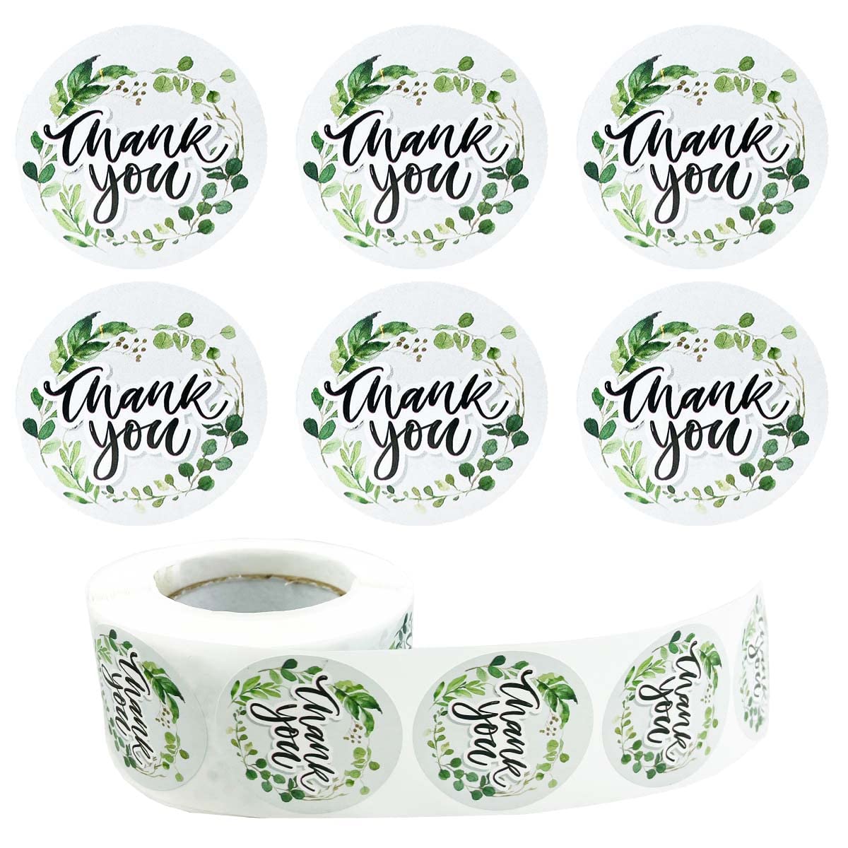 Thank You Stickers, 500Pcs Leaf Thank You Label Stickers 1.5" Leaf Frames Thank You Stickers Roll Greeting Cards Flower Bouquets Self-Adhesive Labels